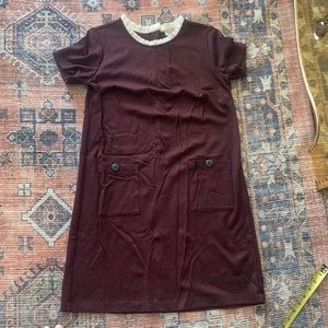 Red/black houndstooth shift dress